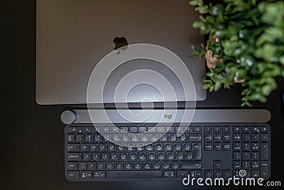Remote work items | Logitech high productivity products for creative work | logitech craft keyboard and mx mouse Editorial Stock Photo