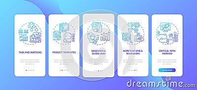 Remote work tool structure onboarding mobile app page screen with concepts Vector Illustration