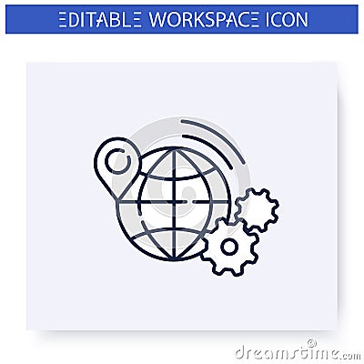 Remote workflow line icon. Editable illustration Vector Illustration