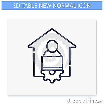 Remote working line icon. Editable illustration Cartoon Illustration