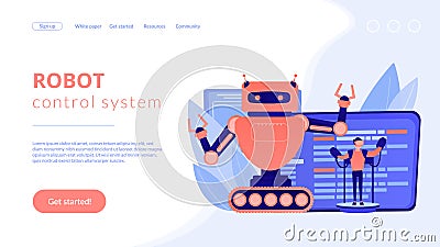 Remotely operated robots concept landing page. Vector Illustration