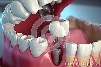 Removable partial denture. Medically accurate tooth.generative ai Stock Photo