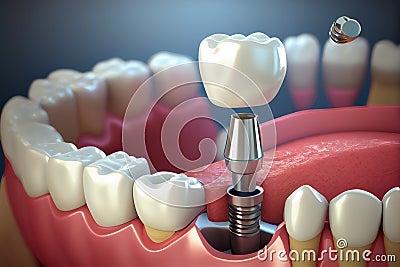 Removable partial denture. Medically accurate tooth.generative ai Stock Photo