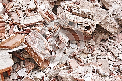 Removal of debris. Construction waste. Building demolition. Devastation Stock Photo