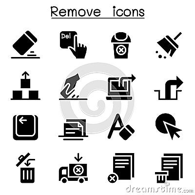 Remove, Erase, Delete icon set Vector Illustration