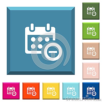 Remove event from calendar white icons on edged square buttons Stock Photo