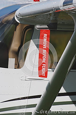 Remove before flight ribbon Stock Photo