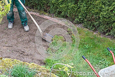 Remove of the old grass sward Stock Photo