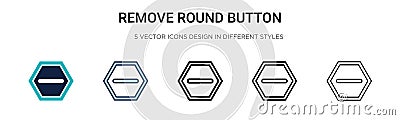 Remove round button icon in filled, thin line, outline and stroke style. Vector illustration of two colored and black remove round Vector Illustration