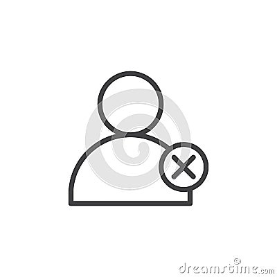 Remove user icon set. delete account button vector symbol. cancel social media user profile sign. wrong person icon in black Vector Illustration