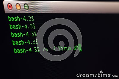 Remove virus file on unix OS Stock Photo