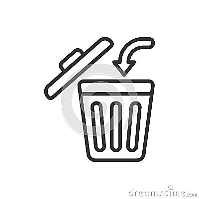 Removed, icon in line design. Remove, deleted, erased, removed item, discarded, removed content, deleted data on white Vector Illustration