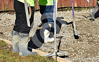 Removing Aggregate Driveway Installing Concrete Driveway 16 Stock Photo