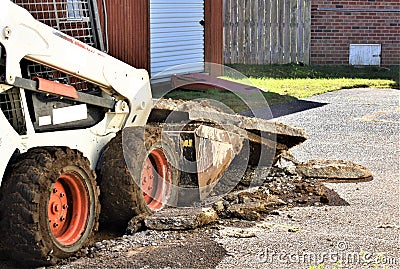 Removing Aggregate Driveway Installing Concrete Driveway 02 Stock Photo