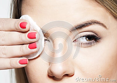 Removing make up Stock Photo