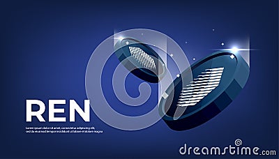 REN coin cryptocurrency concept banner Vector Illustration