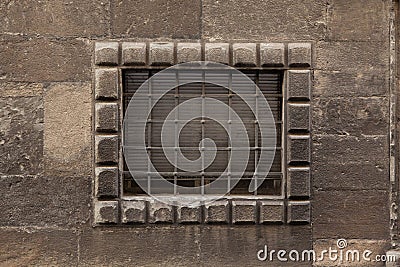 Renaissance barred window in Bergamo, Italy Stock Photo