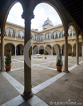 Renaissance Courtyard of Santiago Hospital Stock Photo