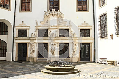 Renaissance courtyard with well Stock Photo