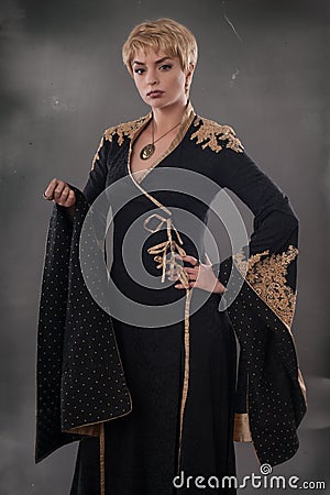 Renaissance fashion beauty. Classical beauty in a fancy renaissance dress Stock Photo