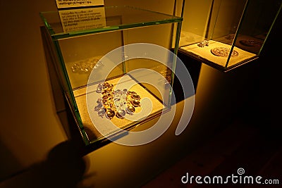 Renaissance fashion necklaces at folk dress museum Editorial Stock Photo