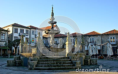 Renaissance fountain in Caminha Editorial Stock Photo