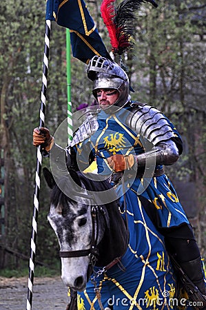 Renaissance knight on horseback Stock Photo