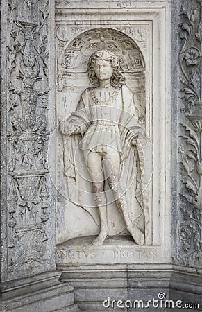 Renaissance Marble Sculpture of Saint Protas, Como, Italy Stock Photo