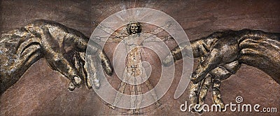 The Renaissance - Vitruvian Man and Creation of Adam Editorial Stock Photo