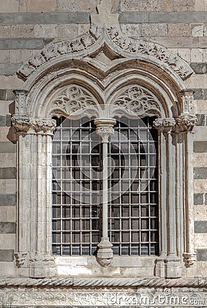 Renaissance window, Duomo, Messina, Sicily, Italy Stock Photo