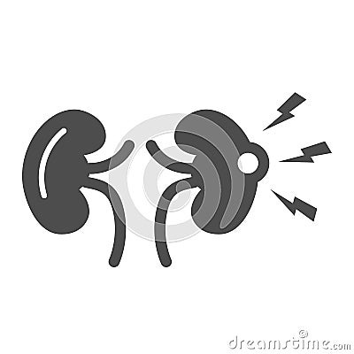 Renal pain solid icon, Body pain concept, Kidney pain sign on white background, renal colic icon in glyph style for Vector Illustration