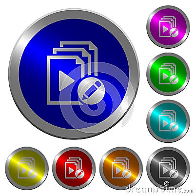 Rename playlist luminous coin-like round color buttons Stock Photo