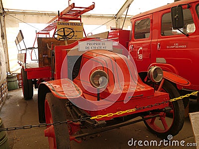 Renault Camion taxi of the Marne 1905 painted red as a fire truck. Editorial Stock Photo