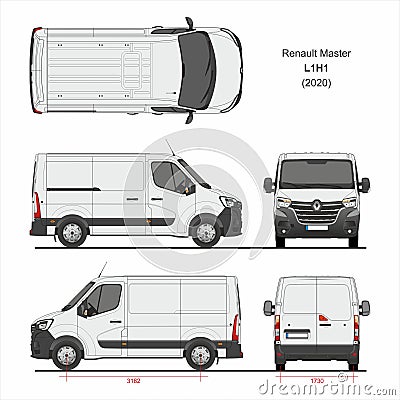 Renault Master Cargo Van L1H1 2020 Blueprint Editorial Stock Photo
