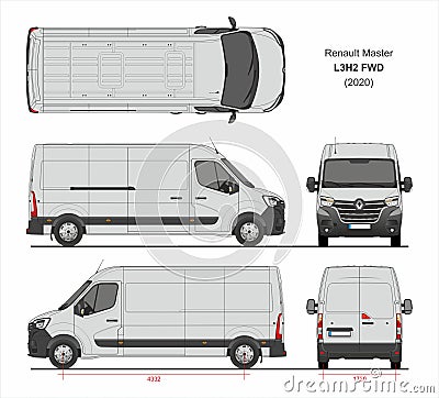 Renault Master Cargo Van L3H2 FWD 2020 Blueprint Stock Photo