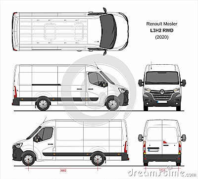 Renault Master Cargo Van L3H2 RWD 2020 Blueprint Stock Photo