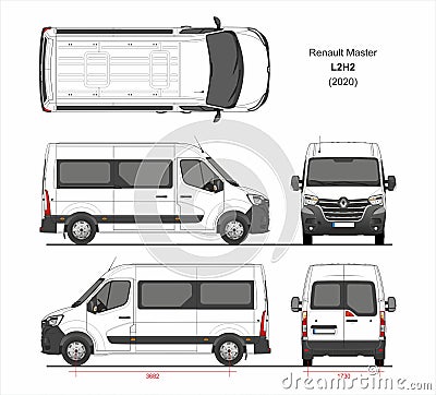 Renault Master Passenger Van L2H2 2020 Blueprint Editorial Stock Photo