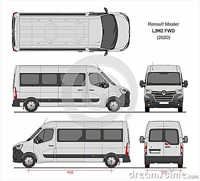 Renault Master Passenger Van L3H2 FWD 2020 Blueprint Editorial Stock Photo
