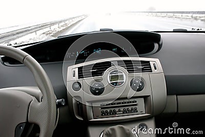Renault scenic II on highway Stock Photo