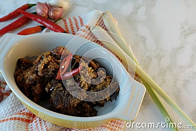 Rendang, Indonesian spicy meat dish originating from Padang Stock Photo