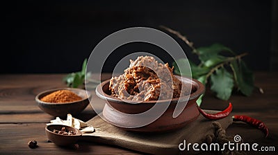 Rendang is an Indonesian West Sumatra Minangkabau spicy meat, commonly beef Stock Photo