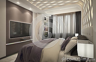 Render of the bedroom Stock Photo