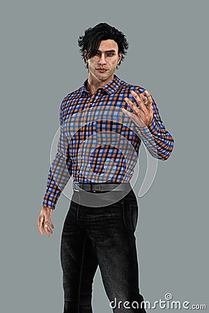 Render of a contemporary man with his hand outstretched in a magical pose Stock Photo