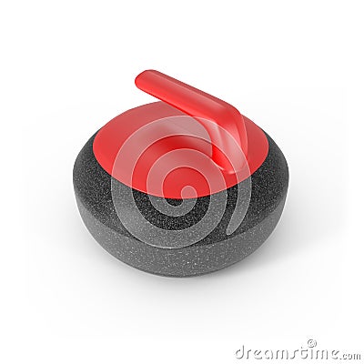 Render of Curling Stone with Red Handle on white Cartoon Illustration