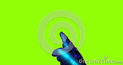 Render cyber hand pointing finger forward on chroma key background Stock Photo