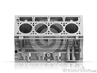 Render of cylinder block from strong car with V8 Stock Photo