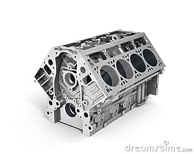 Render of cylinder block from strong car with V8 engine Stock Photo