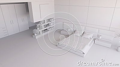 Render of a 3D bedroom Stock Photo