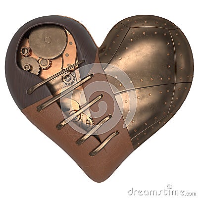 Render of 3d Steampunk styled heart Stock Photo
