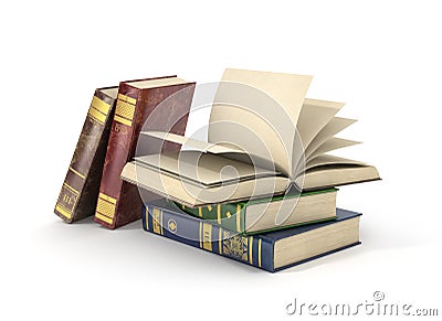 Render of group of different books with blank pages, Stock Photo